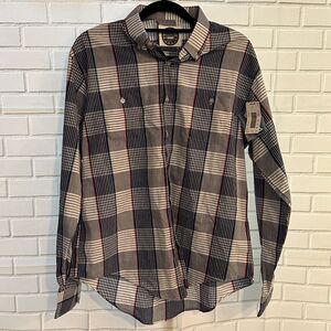 Boys Wild Thunder Blue Red Plaid Long Sleeve Button Up Long Sleeve Shirt XL